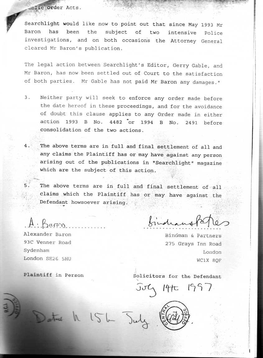 Baron v Gable consent order - 2