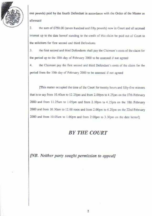 Riley v Gable & Others, judgment