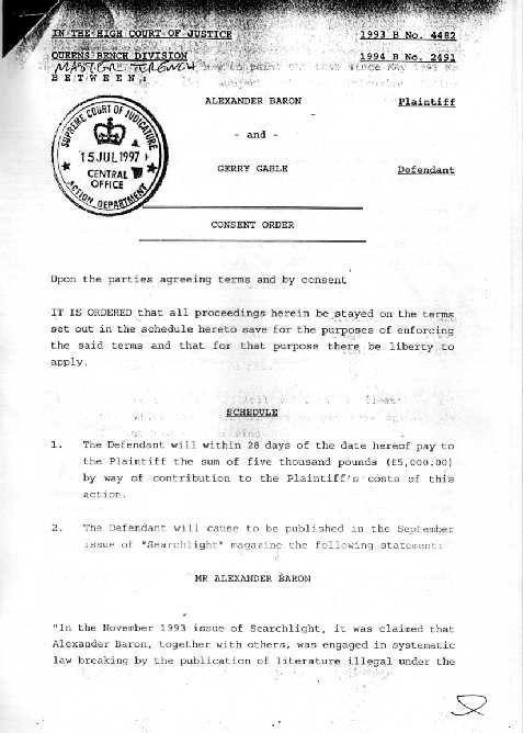 Baron v Gable consent order - 1